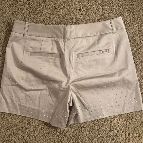 Khaki silver studded dress shorts by White House Black Market - Picture 2 of 4